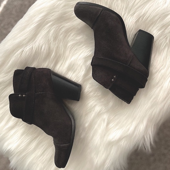 #243 Rag & Bone Soft Black Distressed Boho Leather Heel Boots - Picture 6 of 17